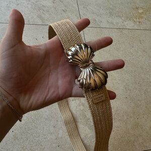Kate Spade Woven Belt with Gold Shell Buckle